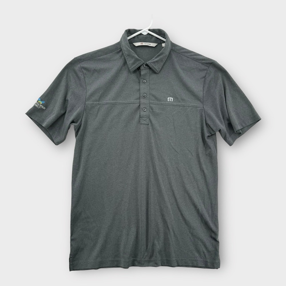 Travis Mathew Mens Large Gray Short Sleeve Polo Shirt Golf Logo Poly‎ 8467